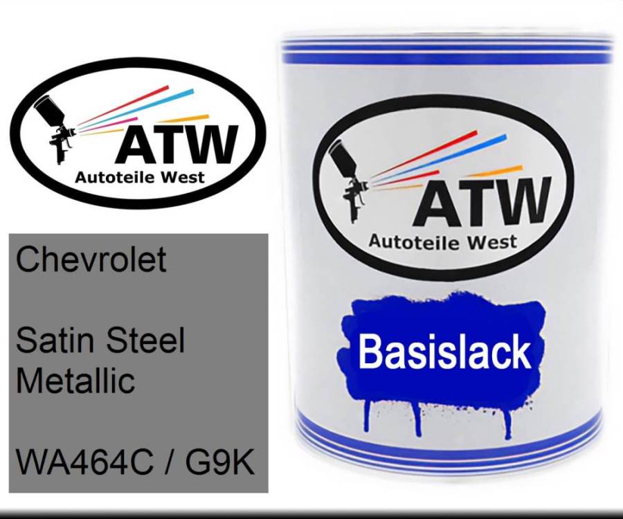 Chevrolet, Satin Steel Metallic, WA464C / G9K: 1L Lackdose, von ATW Autoteile West.
